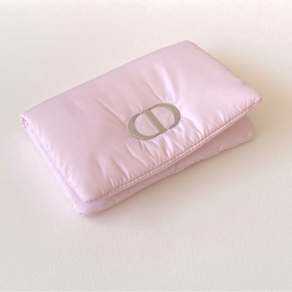 DIOR - Chic Powder Pink Quilted Pouch with Silver Logo